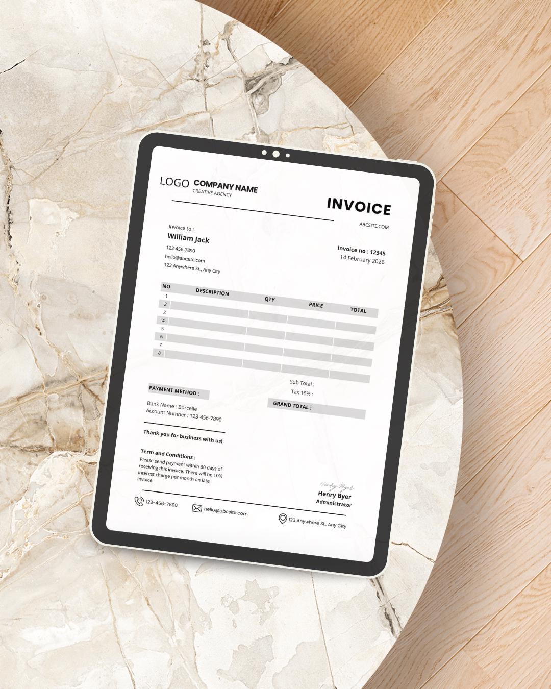 Minimalist Invoice Template Editable in Canva | Business Billing Form ...