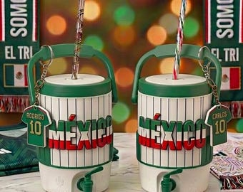 Custom Name Can Holder with Can Tab Opener, Personalized Mexico Soccer Team Can holder, 3D Printed Mini Cooler Gift, Sports Drink Holder