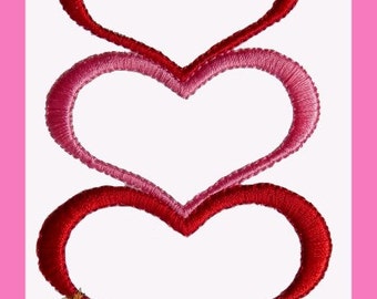 Stacked Hearts Embroidery file