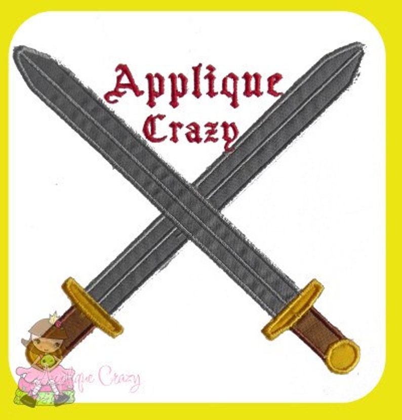 Crossed Swords Applique design image 1