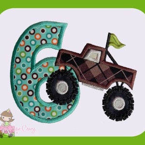 Monster LKW Applique Nummer sechs Gestaltung