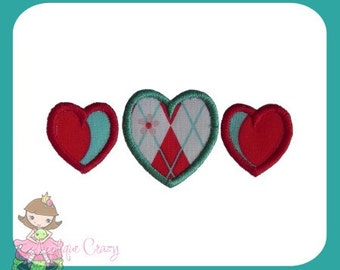 Heart trio Applique Embroidery file