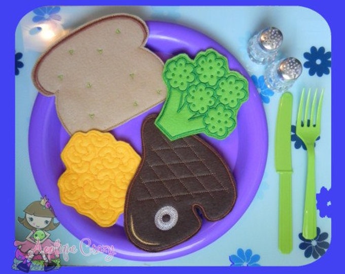 Steak Dinner Play Food Set in the Hoop Embroidery File Design Etsy