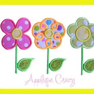 Flower trio Applique design image 1