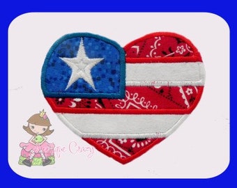 Patriotic heart Applique design