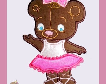 Ballerina Bear Applique design