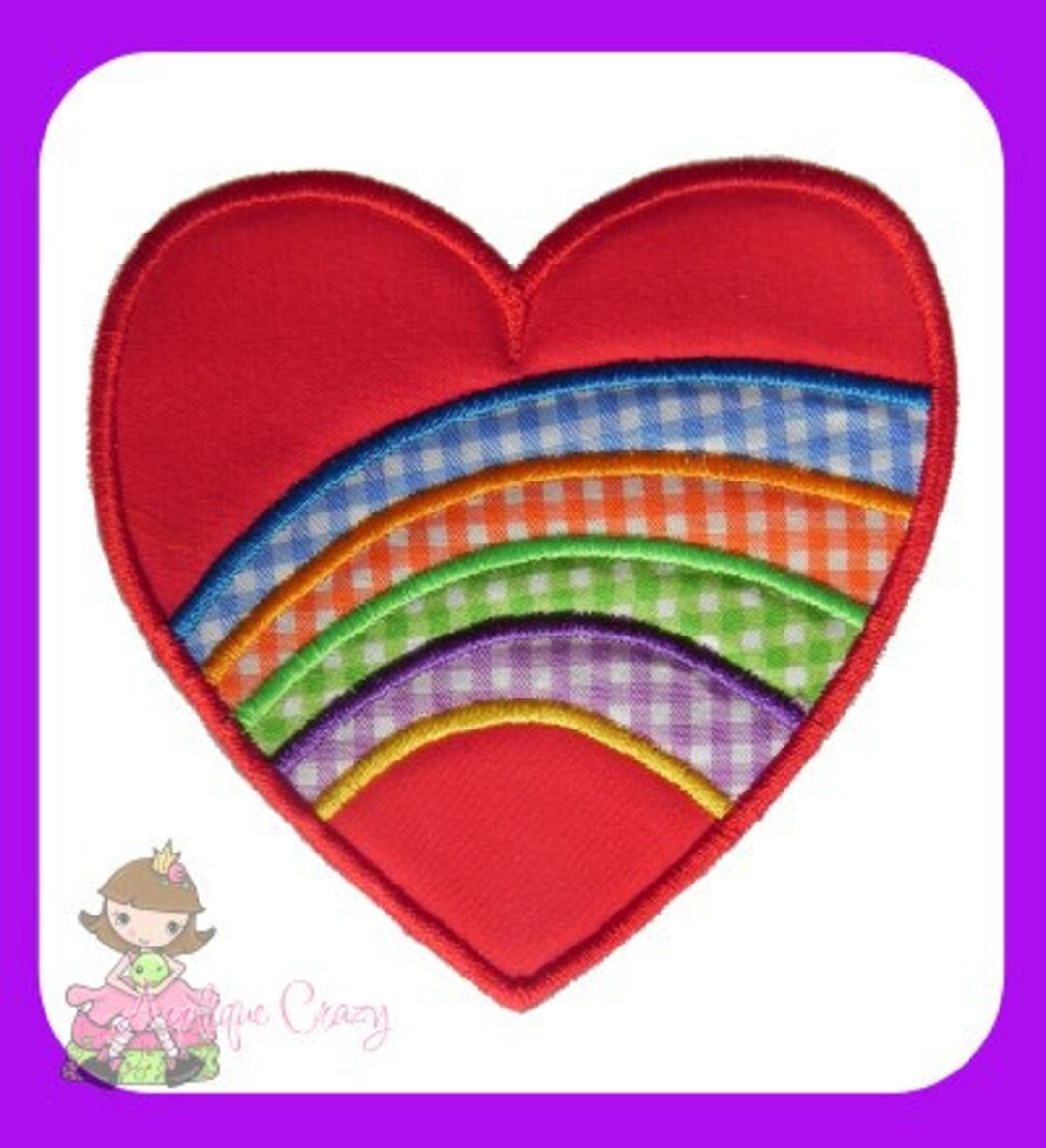 Rainbow Heart Applique Embroidery Design - Etsy