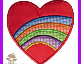 Rainbow Heart Applique embroidery design