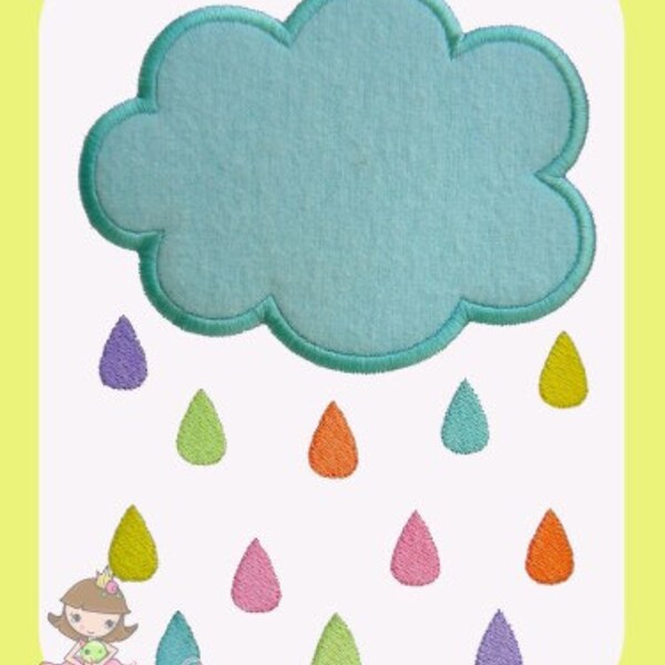 Rain Cloud Applique Etsy