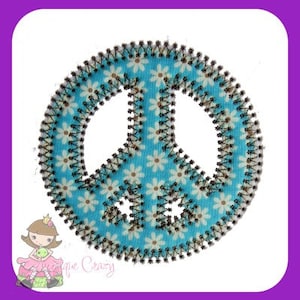 Vintage Peace Sign Applique embroidery design