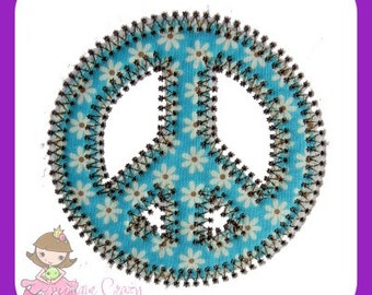 Vintage Peace Sign Applique embroidery design