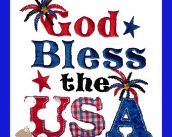 God Bless the USA Embroidery design