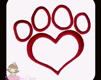 Valentine Paw Print Applique design