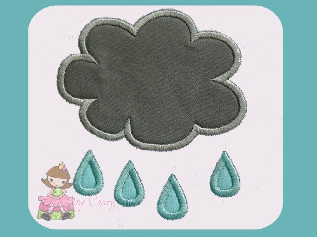 Rain Cloud Applique Embroidery Design Etsy
