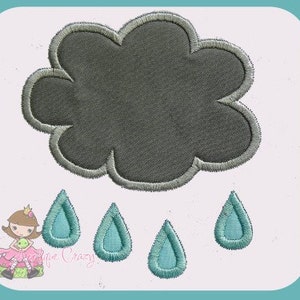雨雲のアップリケ刺繍デザイン