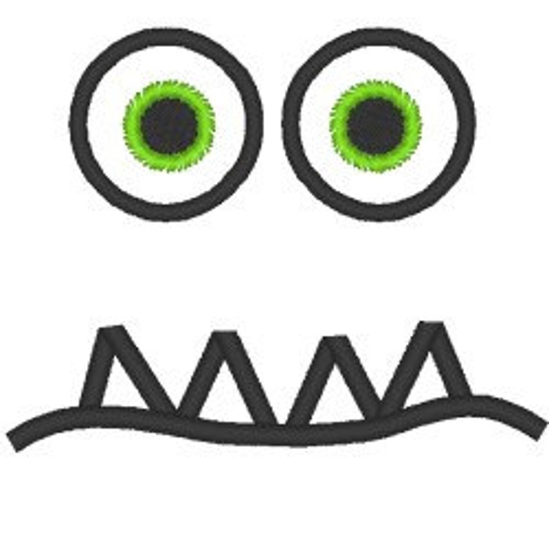 Monster face applique design image 3