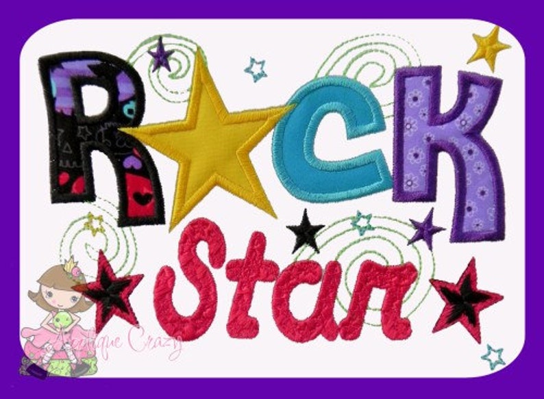 Rock Star Applique design image 1