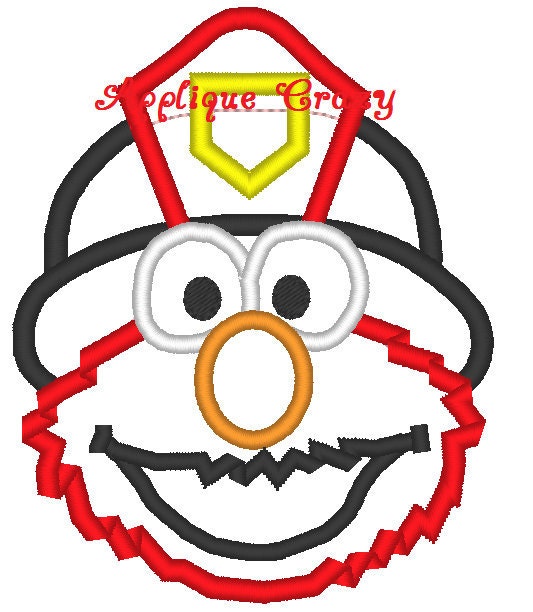 Elmo firefighter or police Applique design Etsy