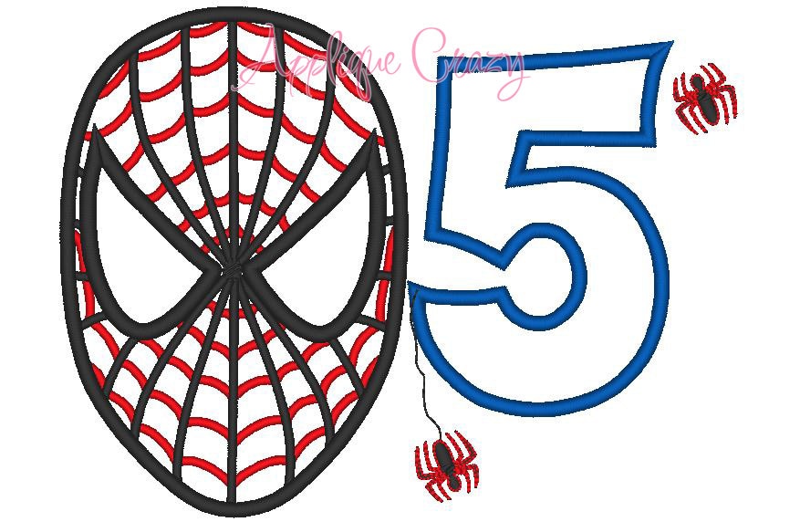 Spiderman With the Number 5 Applique Design - Etsy