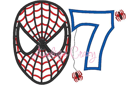 spiderman with the number 7 applique design etsy