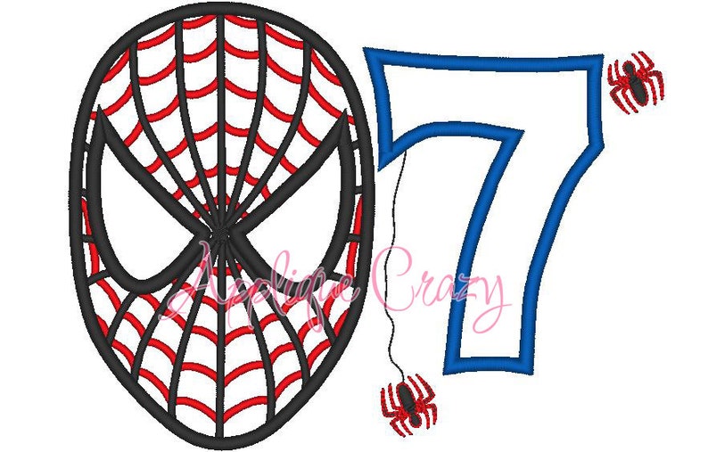 Spiderman mit der Zahl 7 Applique-design Bild 1