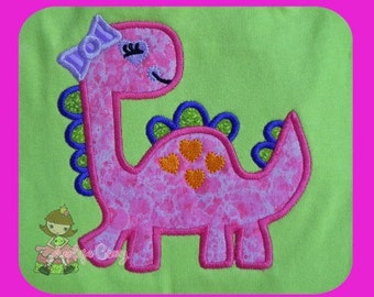 Girl Dino Artist With Big Heart Machine Embroidery Applique Design ...