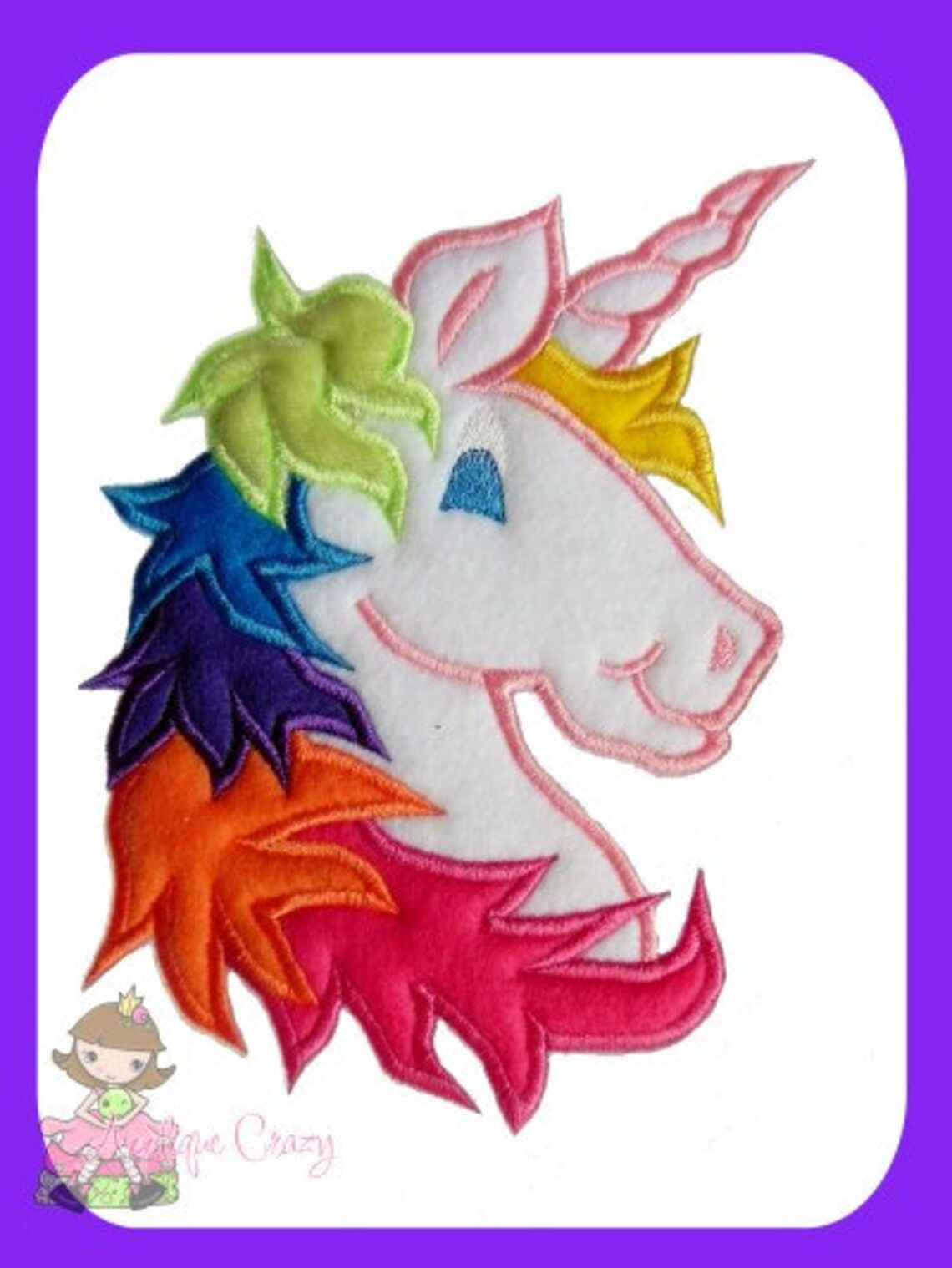 Unicorn Applique Embroidery Design Etsy