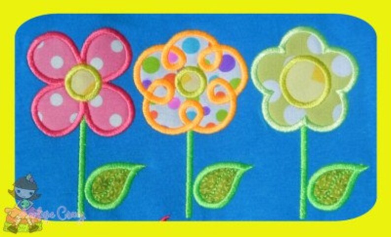 Flower trio Applique design image 2