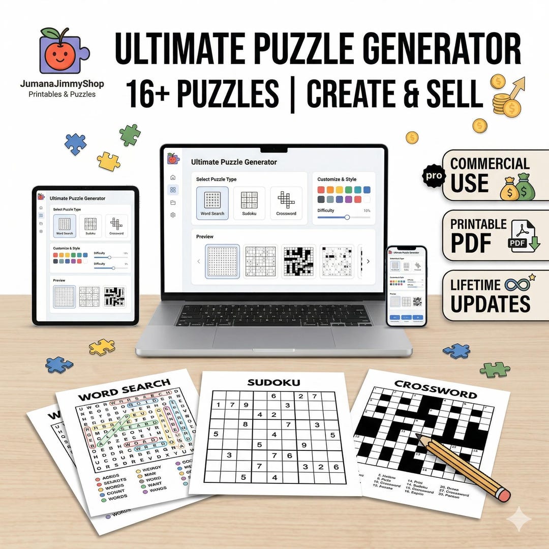 Ultimate Puzzle Generator – 16+ Puzzles | Create & Sell | Printable PDF ...