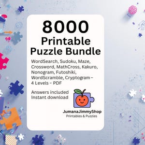 8000 Printable Puzzles Bundle – Brain Games for Adults & Kids (PDF Download, 4 Levels)