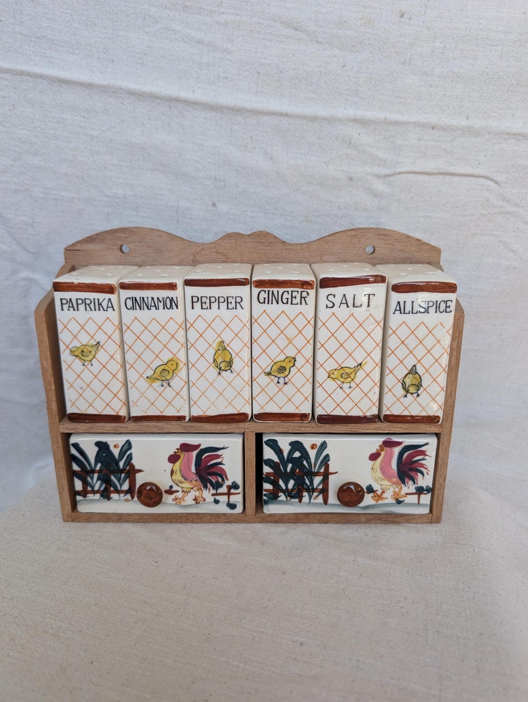 Vintage Rooster Ceramic Spice Rack - Etsy