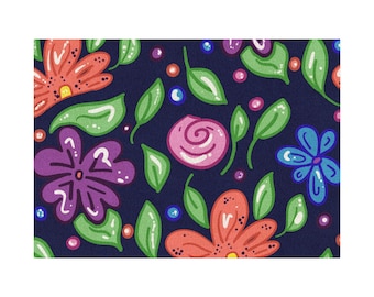 Colorful Floral Pattern Rug | Bright Flower Leaves Dots Indoor Accent