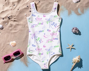 Costume da bagno per bambini con graffiti al neon