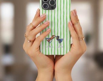 Funda para teléfono Martini Dachshund, protección de rayas verdes, fundas resistentes