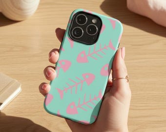 Funda para teléfono con diseño de espina de pescado, funda para iPhone con diseño de mamá de gatos original, funda rosa menta con diseño de chica peculiar, funda divertida de estilo indie, funda original para Samsung Galaxy y iPhone.