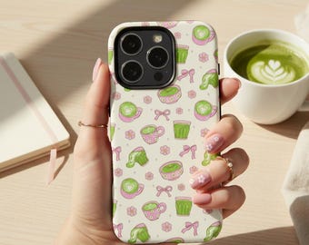 Funda para iPhone Matcha Latte, funda para teléfono Pastel Coquette Kawaii