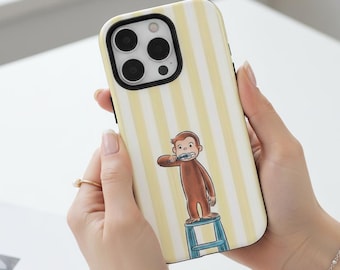 Funda para teléfono con divertidas rayas de mono, carcasa protectora con collage de animales, fundas resistentes