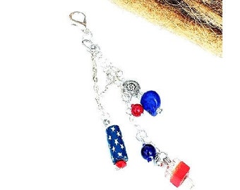 Dreadlock Charms, Dread Lock Jewelry, Loc Beads, Dread Charms, Hair Cuffs, Patriotic Hair Charms