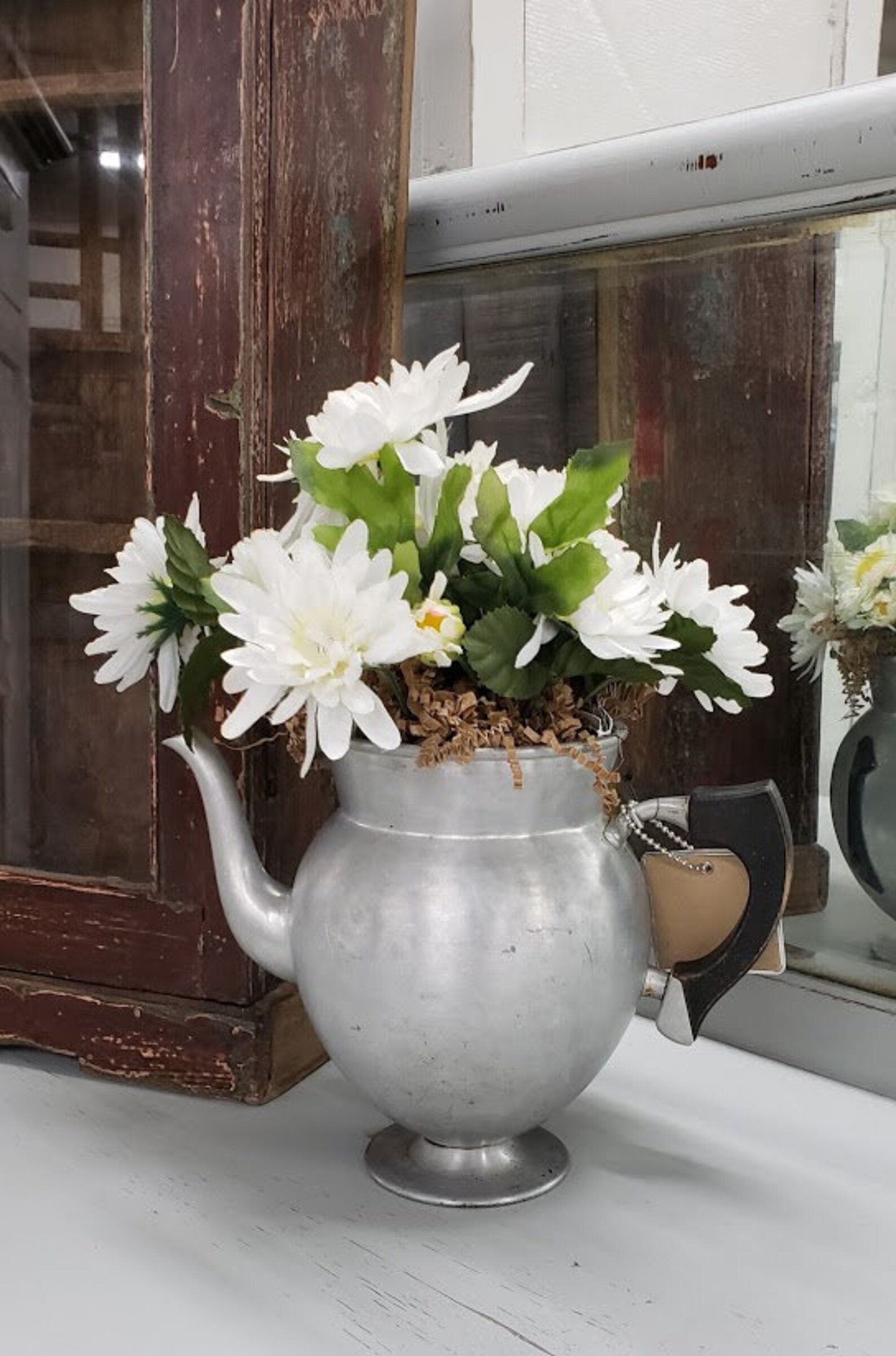 Vintage Coffee Pot Daisy Vase Etsy