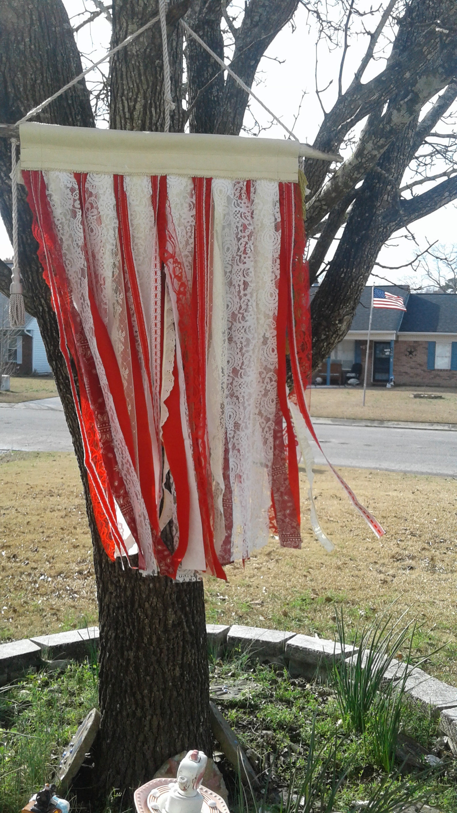 Boho Flag Red White and Blue Peace Flag Rag Flag Denim and - Etsy