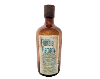 Vintage Brown Re-created Medicine Bottle for "Female Remedy" Party favor Gag gift