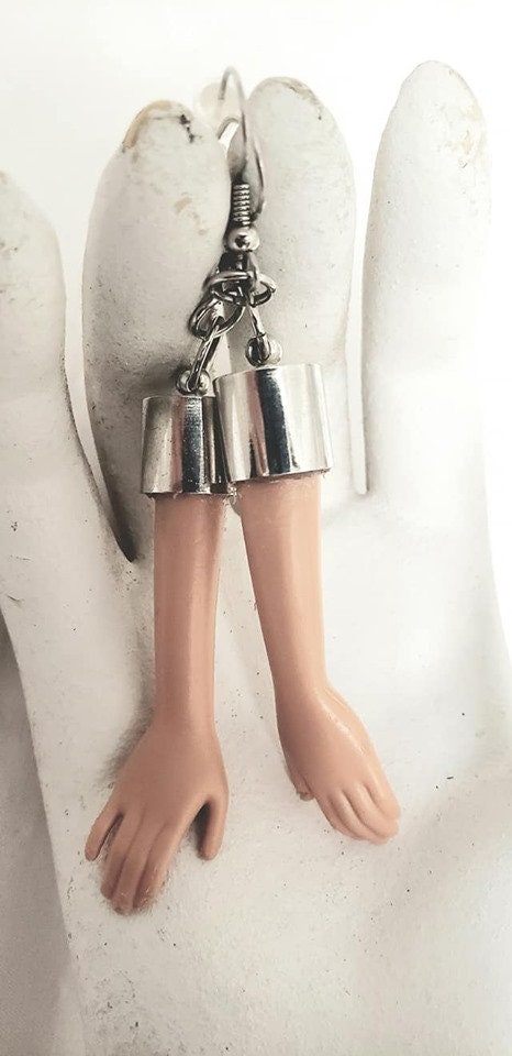 Doll Hand earrings, Body Parts Jewelry, Barbie Doll Earrings, Barbie