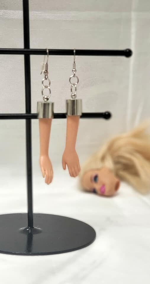 Doll Hand earrings, Body Parts Jewelry, Barbie Doll Earrings, Barbie