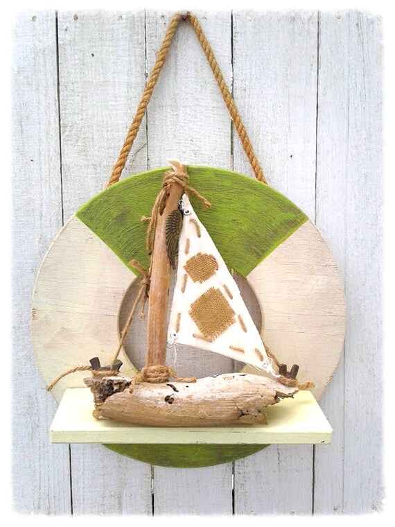 Nautical Life Preserver Round Plywood Shelf Beach Decor Etsy