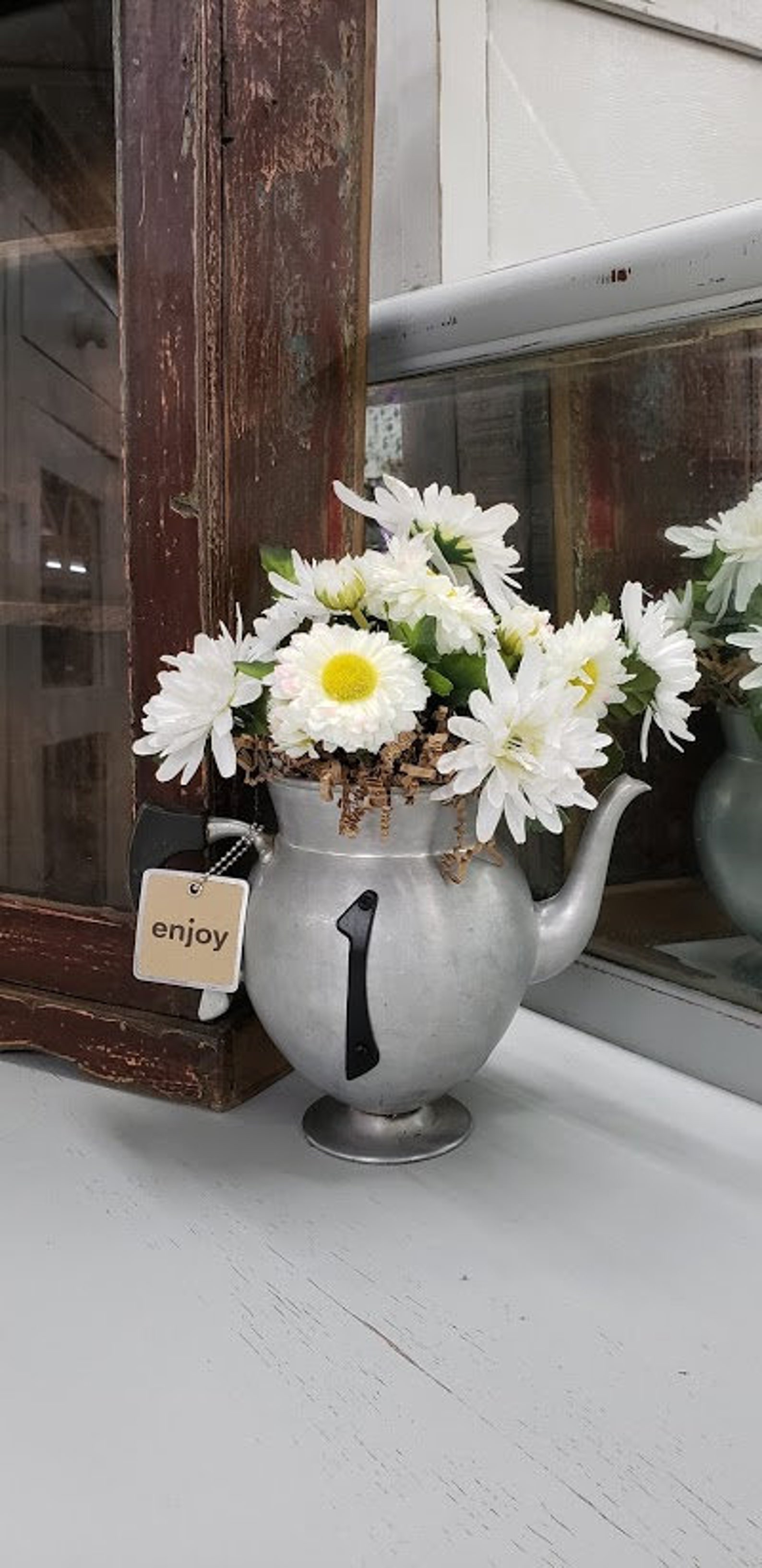 Vintage Coffee Pot Daisy Vase Etsy