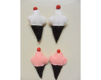 Felt Ice Cream Cones, Cone Magnets, Ice cream shop, Strawberry cones,  Vanilla Ice Cream