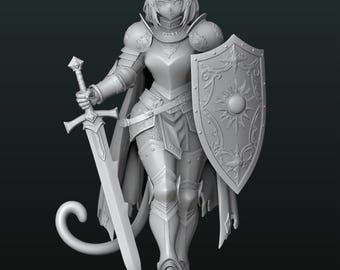 Cat Knight - 3D Print File | D&D, TTRPG Mini Figure