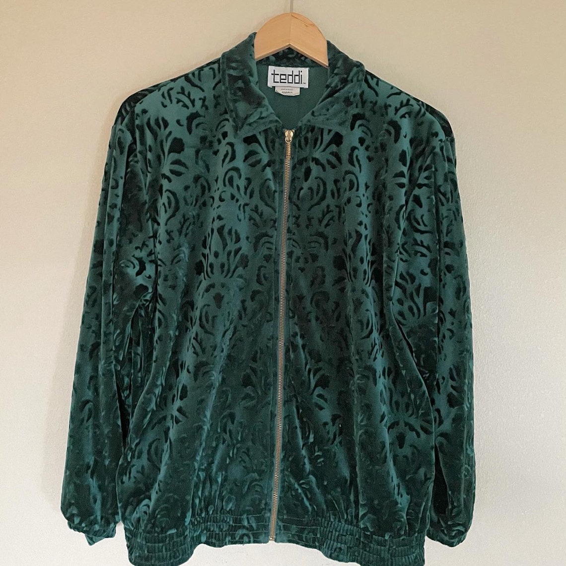 Vintage Green Velour Zip up Jacket 80s Track Streetwear Geek Etsy