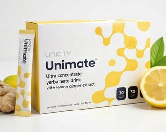 Boisson yerba maté Unicity Unimate | Arôme Citron Gingembre| 30 sachets