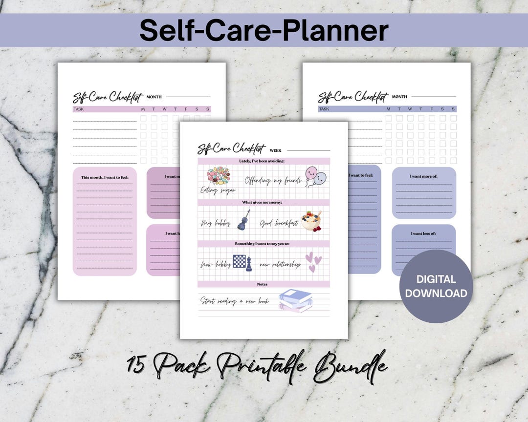Self-care Planner Printable | Wellness Journal | Mental Health Workbook ...